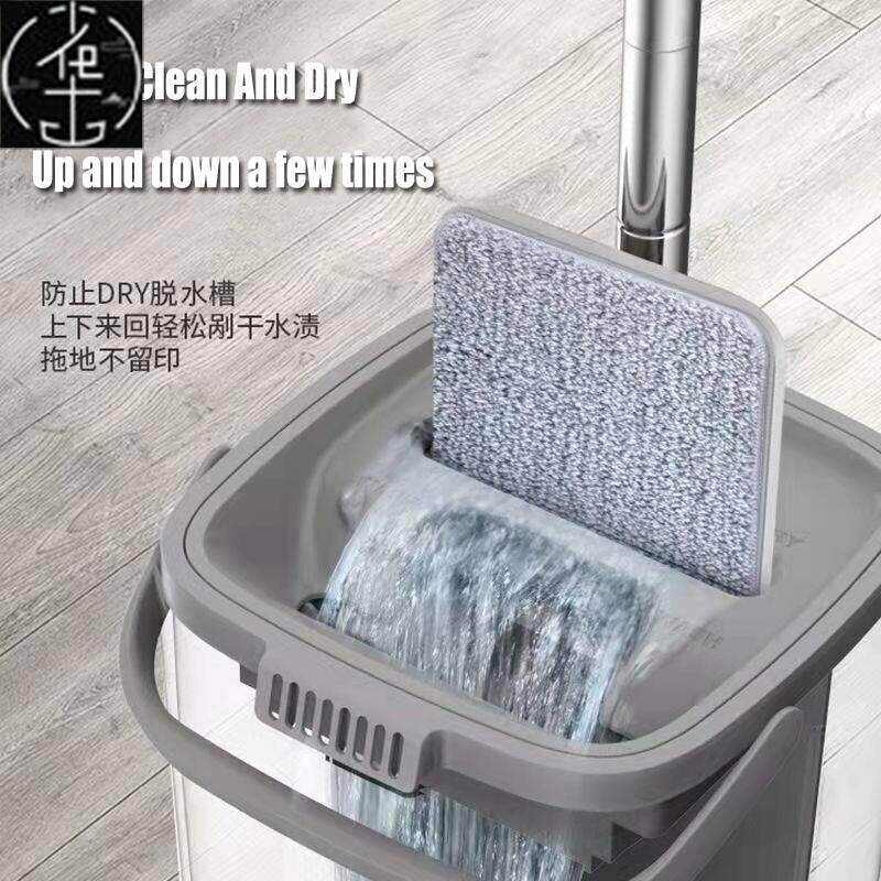 Household mop and bucket set Flat mops with wringer mop pads