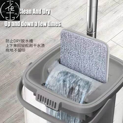 Household mop and bucket set Flat mops with wringer mop pads