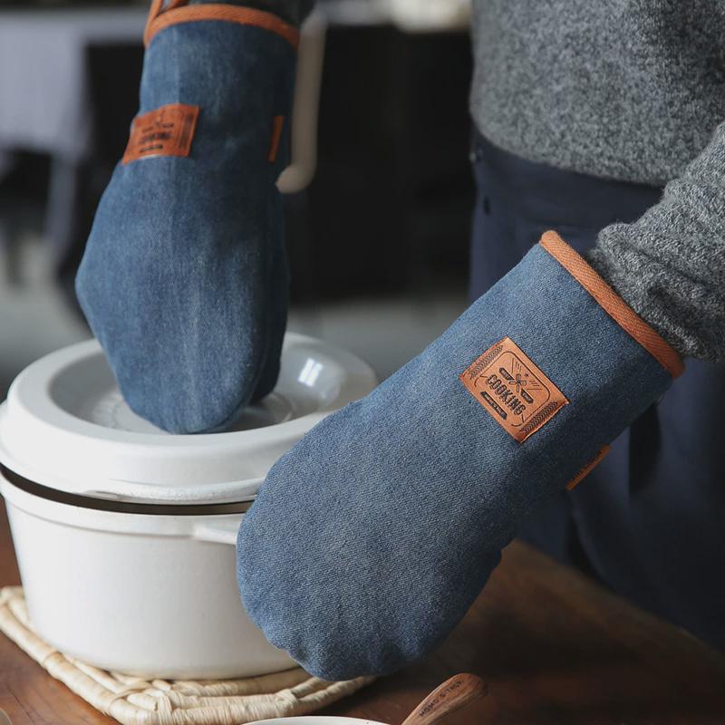 批发莫语牛仔防烫手套隔热手套烤箱耐烤炉微波炉烘焙防热厨房