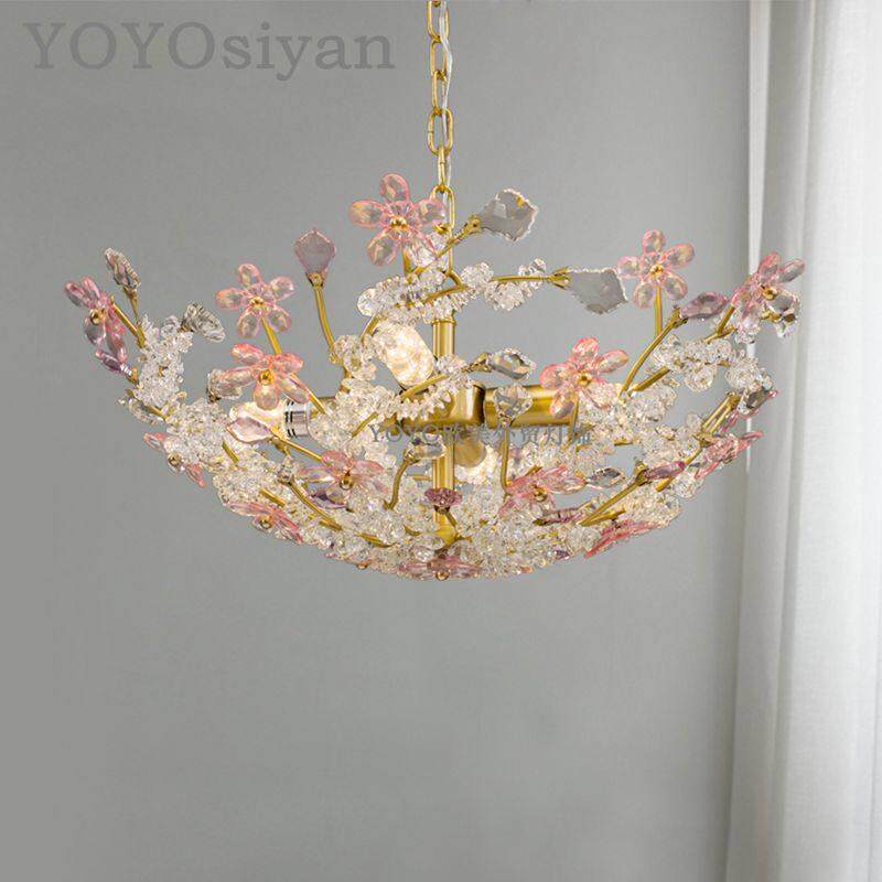 YOYO 法式轻奢黄铜云朵彩色水晶吊灯 客厅饭厅卧室床头吸顶灯