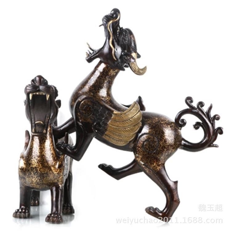 纯铜复古貔貅摆件仿古大号皮丘家居摆设一对客厅装饰品工艺品雕塑