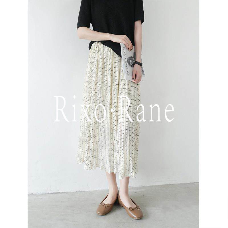 法国Rixo Rane? 小清新优雅小波点半身裙女夏高腰百褶裙气质长裙