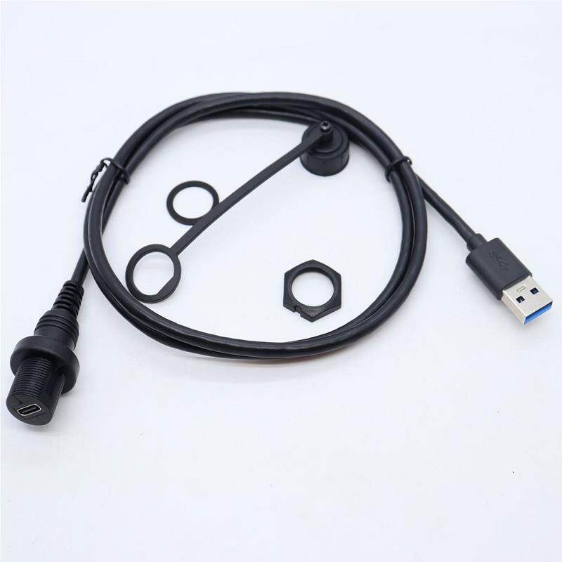 M15USB mini Typec面板固定充电转接延长DATA讯号公母防水数据线AI