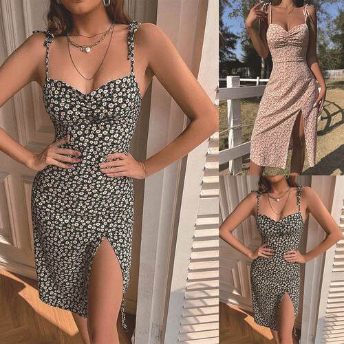 Ladies' floral camisole split dress