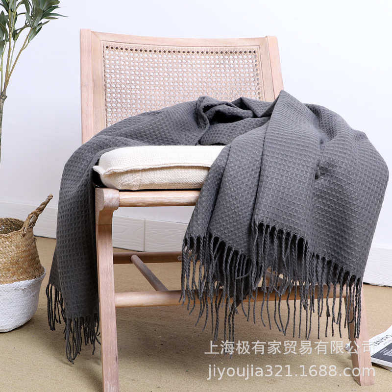 北欧华夫格针织毯子午睡毯办公室披肩盖毯飘窗毯午休毯纯色小毛毯,床上用品,休闲毯/毛毯/绒毯,淘宝优惠券,粉丝福利购,淘宝优惠卷