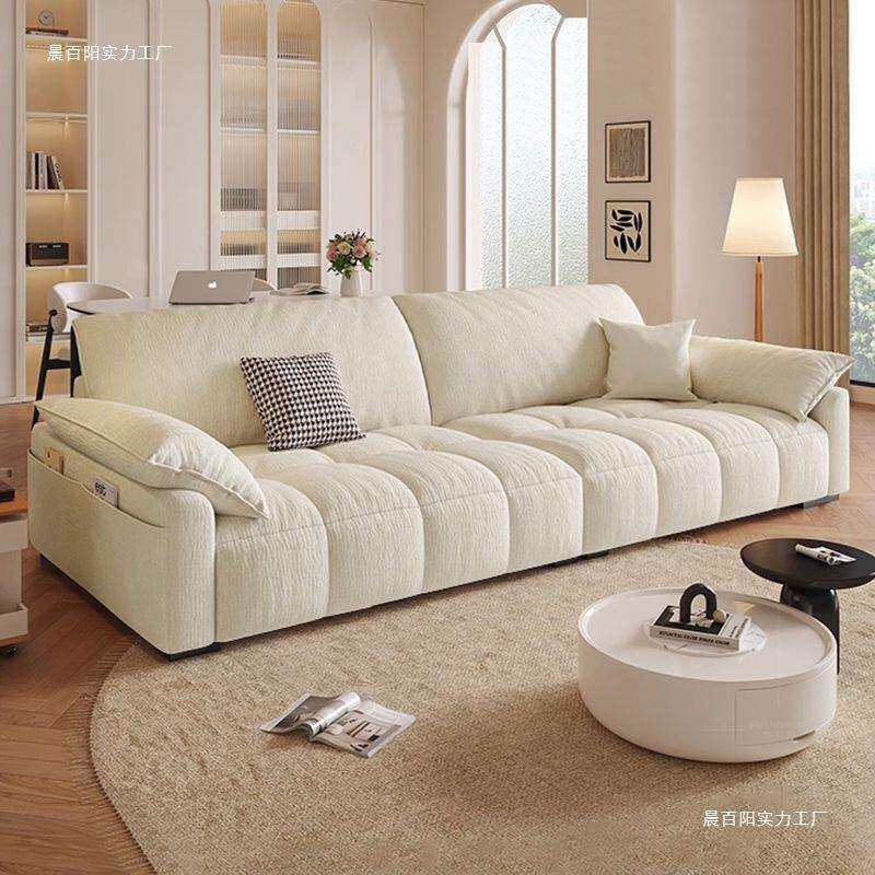 2026新款奶油风布艺沙发小户型客厅泡芙云朵沙发雪尼尔绒简约意式