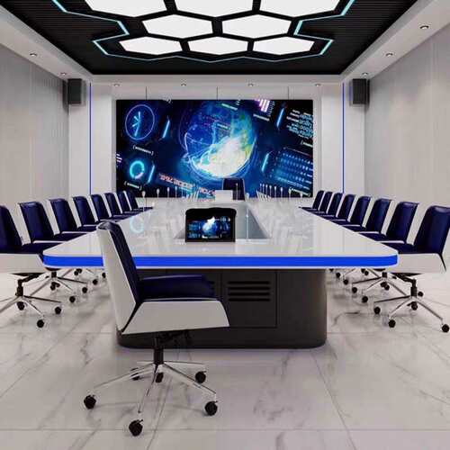 现代科技感无纸化会议桌长桌智能中控升降器显示屏会议系统办公桌