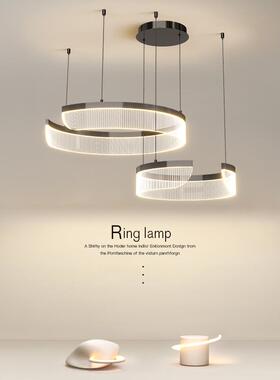 现简代意式极简客厅高环端形吊灯新款约大轻奢餐厅JBW气主灯圆环
