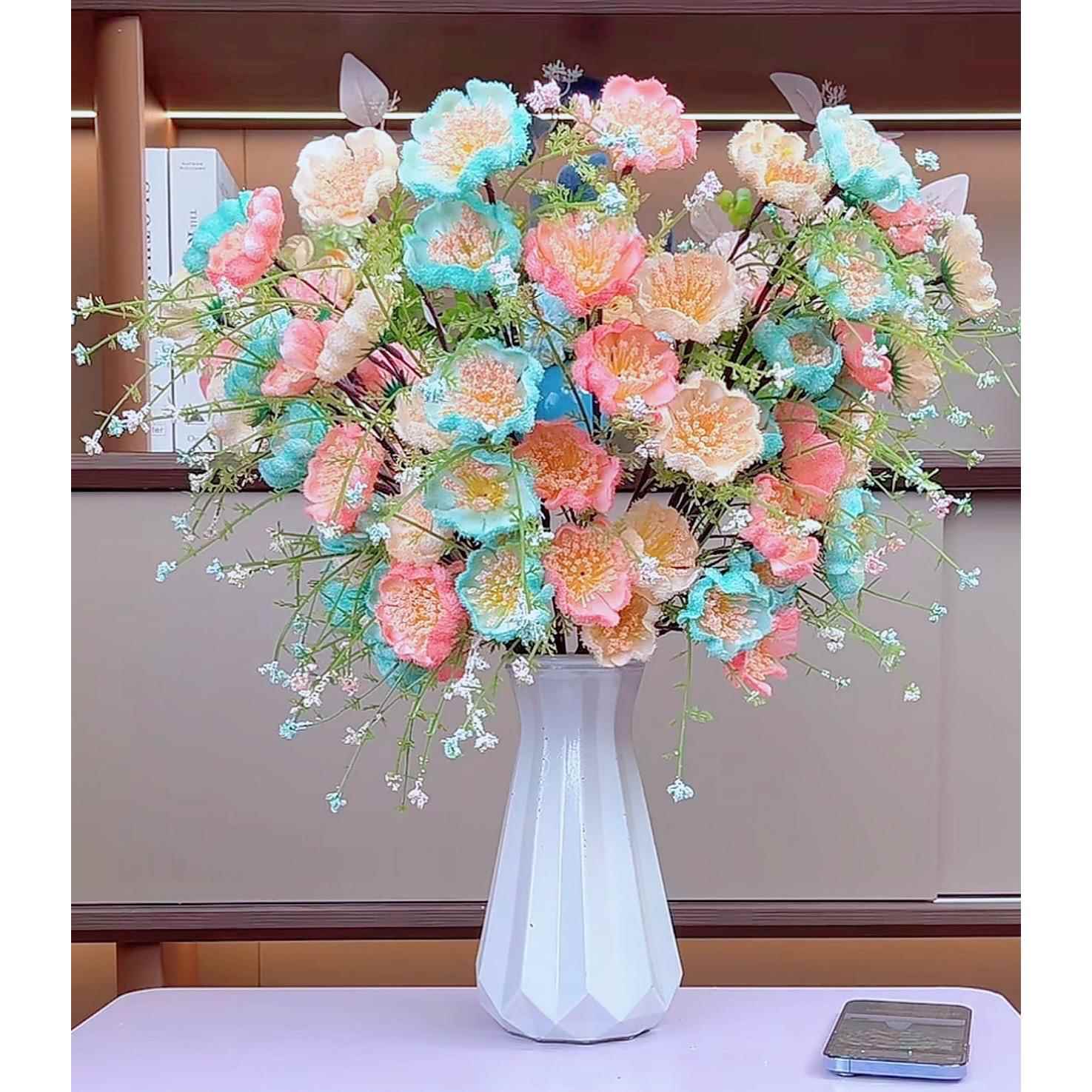 轻奢高端人造花插花杜鹃花假花客厅餐桌干花束装饰插花家居陈设