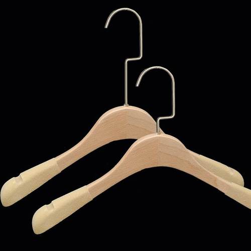 榉木无油漆实木衣架植绒防滑木头色男女服装店logo雕刻字