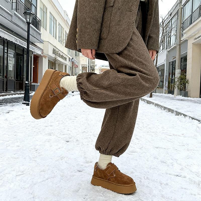 雪地靴毛毛乐福鞋子时尚雪地靴