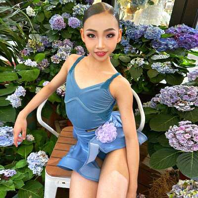 DNW夏季少儿网红演出练习女童舞蹈班服儿童拉丁舞蹈练习表演服