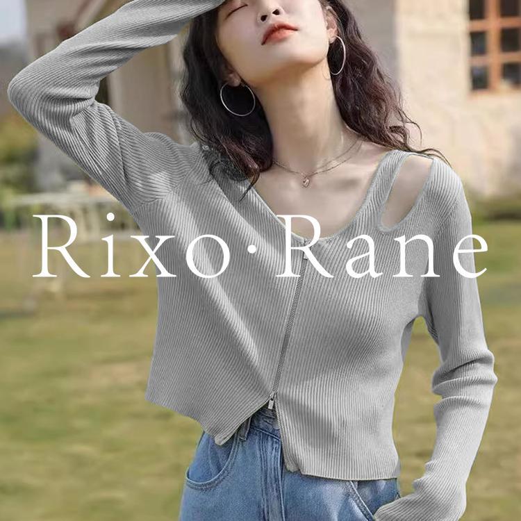 法国Rixo Rane小众高颜⭐法式灰色上衣女v领镂空显瘦长袖针织开衫