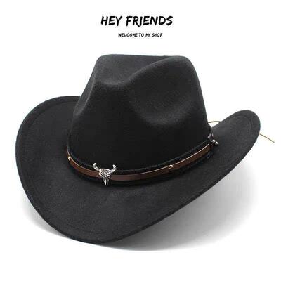 Western Cowboy Fedora Jazz Hat 男女毛呢西部牛仔礼帽爵士帽