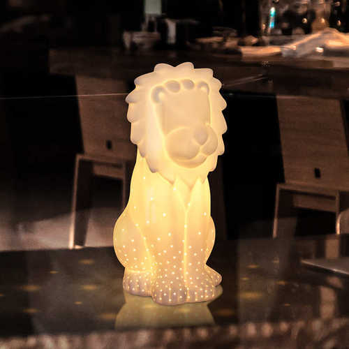 狮子动物小夜灯饰批发创意陶瓷台灯具客厅工艺品卧室装饰摆件桌灯