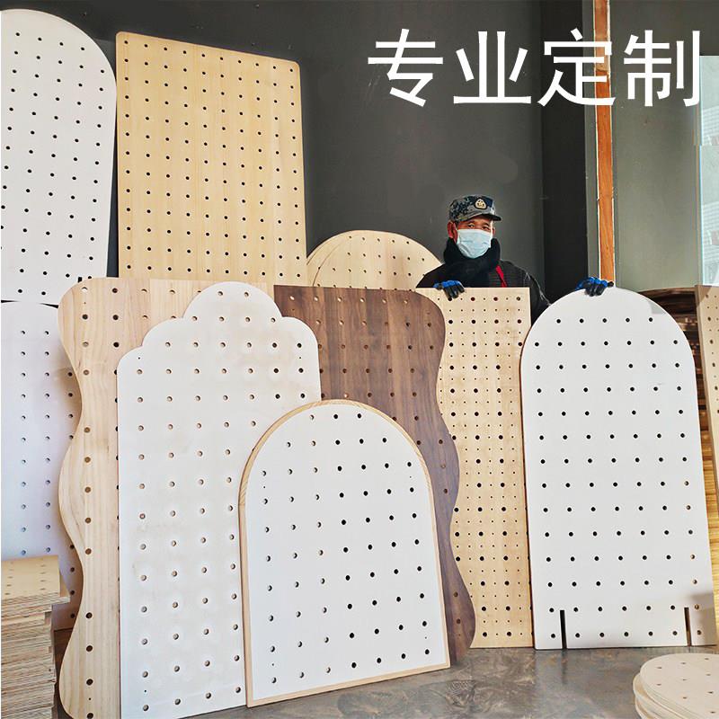 实木洞洞板定制尺寸定做入户玄关木板墙上挂板墙面墙上置物架木质图片