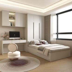 实木榻榻米衣柜床与书桌一体卧室家用小户型省空间床带收纳柜组合