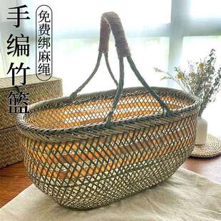 竹 y&纯手工竹篮编制品家用买菜送礼鸡蛋篮水果篮环保厨房收纳老式
