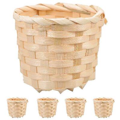 5 Pcs Bamboo and Wood Woven Basket Desk Baskets Home Fruit