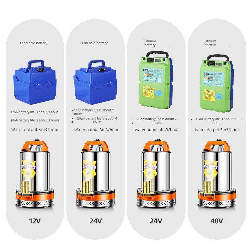 充电水泵便携式农用户外浇菜水泵12V24V抽水机大流量充电式潜水泵