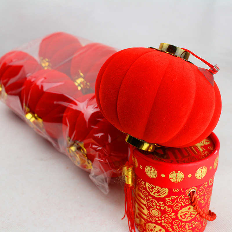 喜庆灯笼挂灯小11绒.新款直销植工厂塑料3cm12灯笼 家居装饰婚庆#