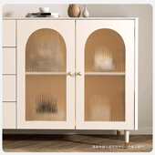 奶油风轻奢岩板餐边柜现代简约客厅厨房橱柜酒柜家用储物靠墙柜子