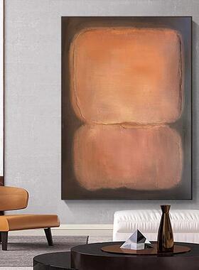 手绘油画意式橙色客厅玄关装饰画抽象肌理走廊过道正对门壁画成品