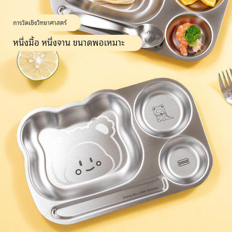 儿童卡通餐盘304食品级不锈钢加厚餐碟宝宝辅食盘家用分格盘子