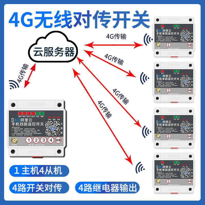 4G遥控开关发射接收双向反馈点对点无线开关量传输控制继电器模块