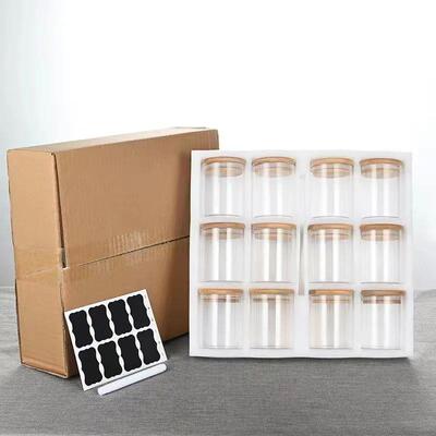 12 pieces/set glass storage jars portable transparent food j