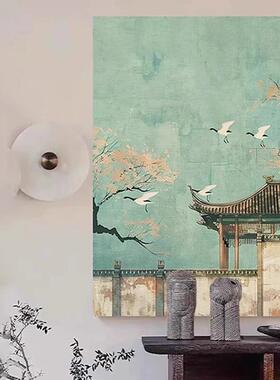 新中式宋徽宗瑞鹤图客厅装饰画艺术玄关挂画卧室餐厅壁画