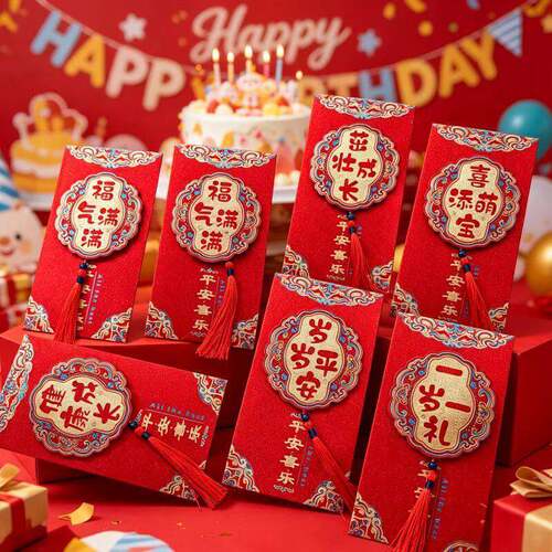 周岁红包宝宝生日快乐新款红包袋满月之喜新生周岁礼添嗣之喜