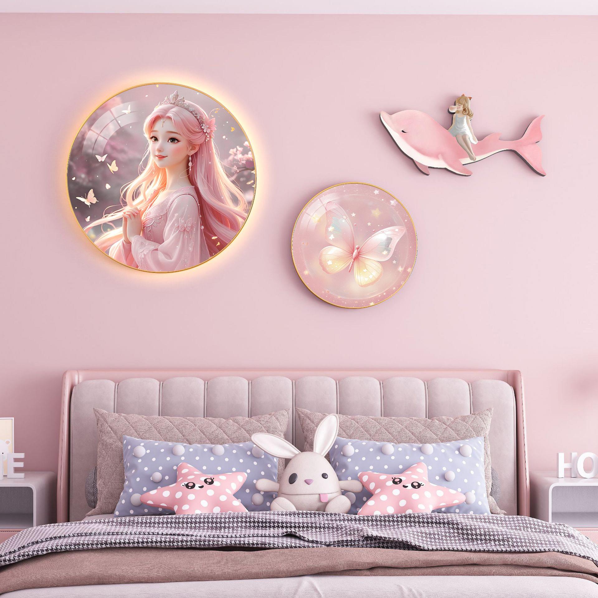 2025少女儿童房间挂画 画女童卧室装饰画 画床头挂画 画温馨公主