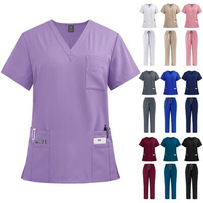 Elastic Scrub Set Operating Room Surgical Uniform Dental