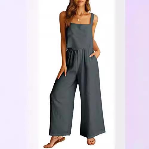 vest neck square wear trousers leg wide waist elastic neck