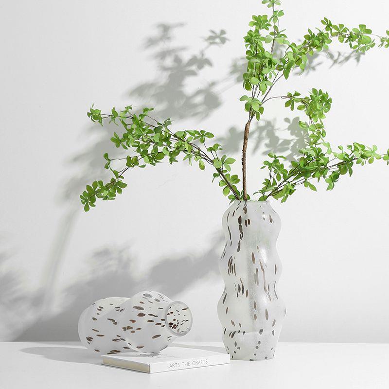 现代极简波浪纹磨砂斑点玻璃花瓶样板房客厅餐桌插花艺术花器装饰