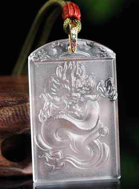 厂家直销惠古琉璃龙牌生肖无事牌吊坠龙图腾霸气项链彩扣绳挂件