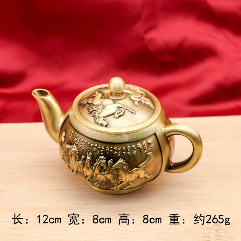 铜雕工艺品古玩铜器黄铜浮雕八骏茶壶山水茶壶酒壶家居茶摆件,特色手工艺,其他特色工艺品,淘宝优惠券,粉丝福利购,淘宝优惠卷