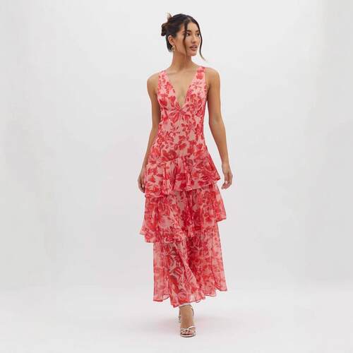 Hanging neck dress, women's ruffled half skirt