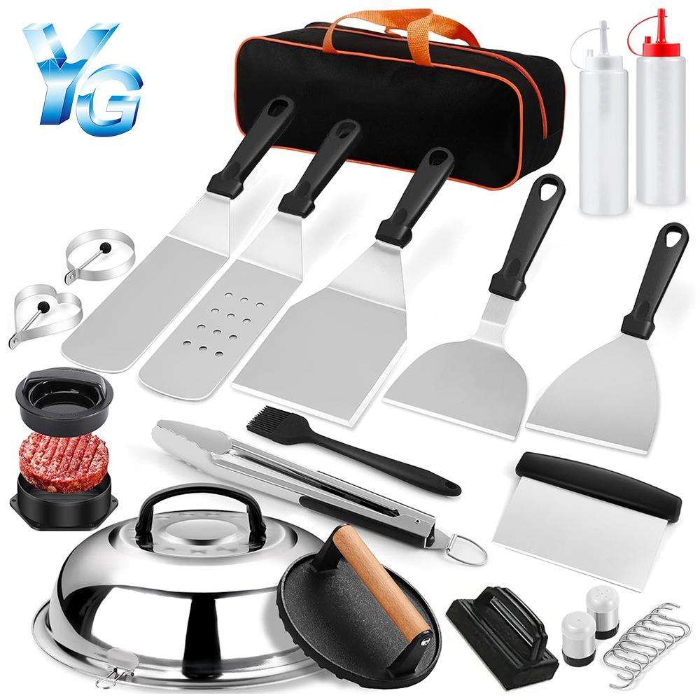 不锈钢烧烤工具套装料理铲烧烤铲板烧锅铲子BBQ烤具热卖