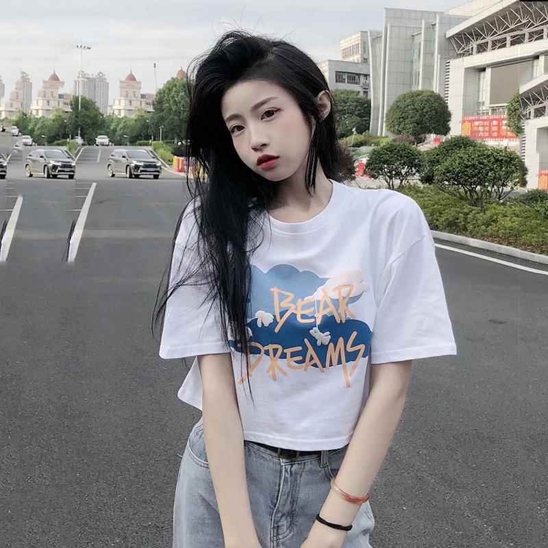 白色发宽松t恤计女夏季新款韩版T恤