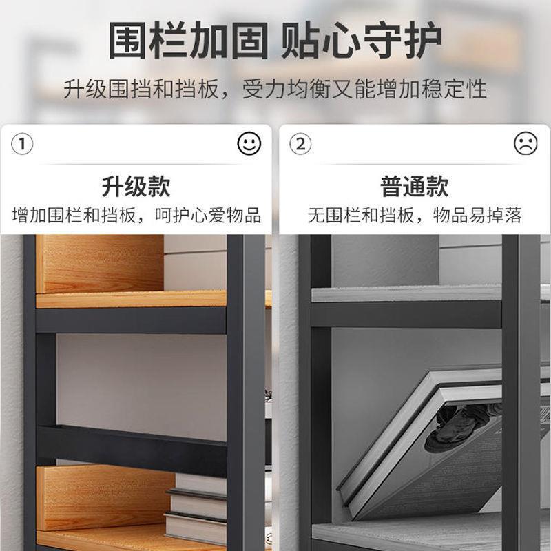 书架落地置架卧钢木架铁艺超厚收纳客厅PTT室书物柜小型加粗子置