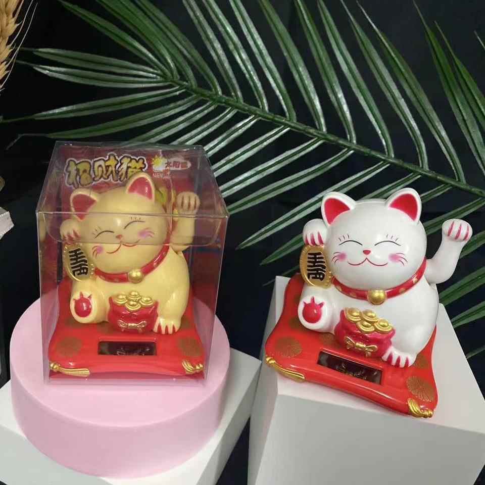 2.5小寸号培摇手招财摆猫 太阳能招手23001-12猫蛋糕烘汽车件年货
