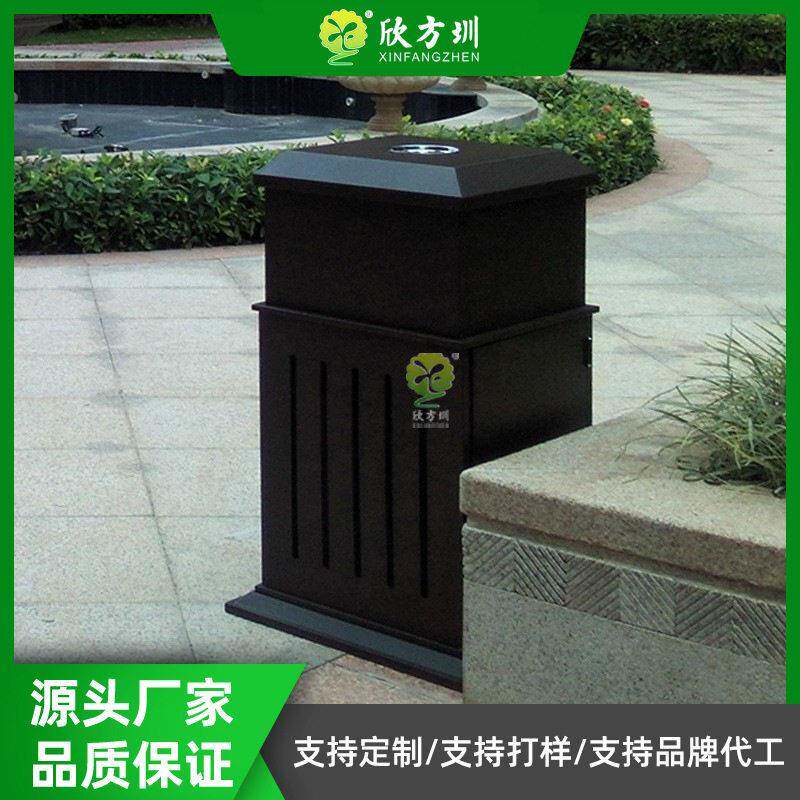 铝合金酒店售楼部果皮箱端户外小区黑色复古垃圾桶投口式清洁桶