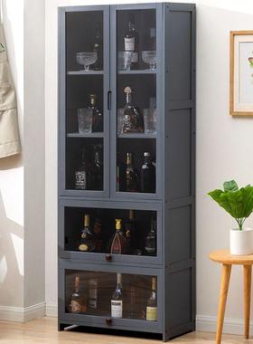 现代简约网红透小酒柜NIT红酒展示柜落地靠储物柜用墙酒家架明陈