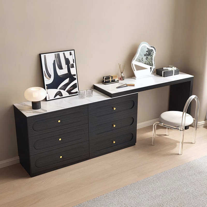 奶油风轻奢梳妆台岩板台面旋转妆台斗柜二合一可伸缩实木卧室家具,住宅家具,梳妆台/桌,淘宝优惠券,粉丝福利购,淘宝优惠卷