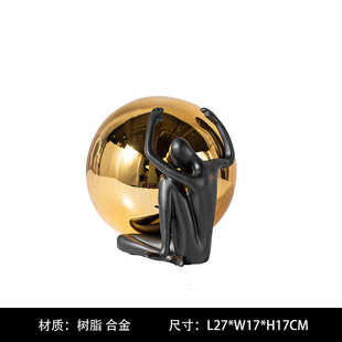 玄关艺术电视柜创意轻人物书架金抽象摆件色球奢酒柜客厅现代简约