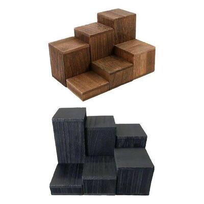 6Pcs Wooden Square Dessert Shelf Multipurpose Rustic