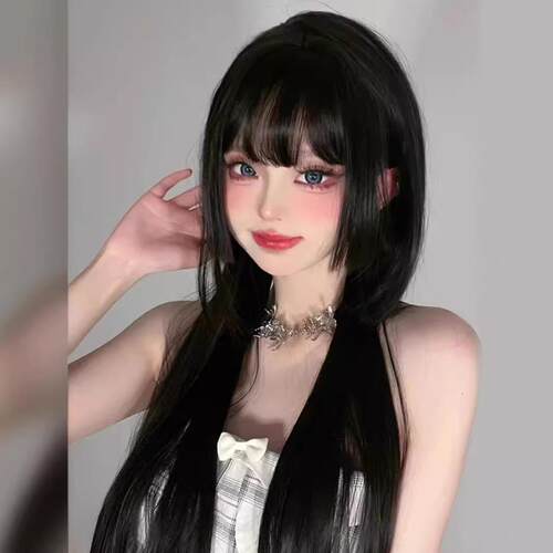 新款直销程铭假发女公主切长发夏季全头套式自然仿真圆脸甜美姬发