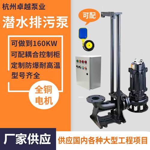 潜污泵带耦合提升装置电动潜水泵立式大流量高扬程建筑工程污水泵
